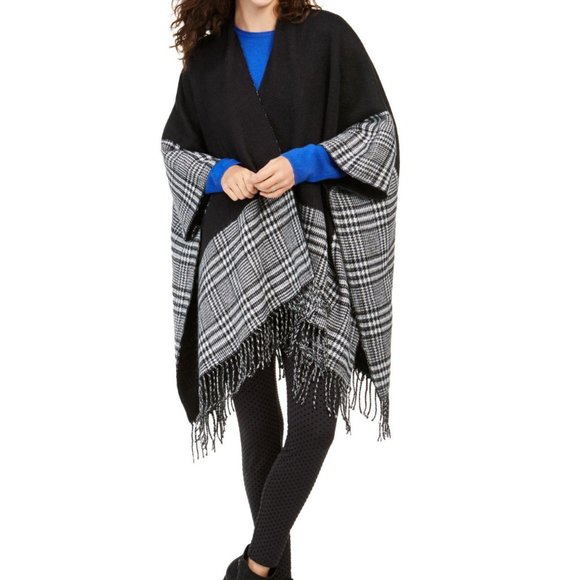 Charter Club Reversible Plaid Colorblocked Topper - Picture 1 of 8